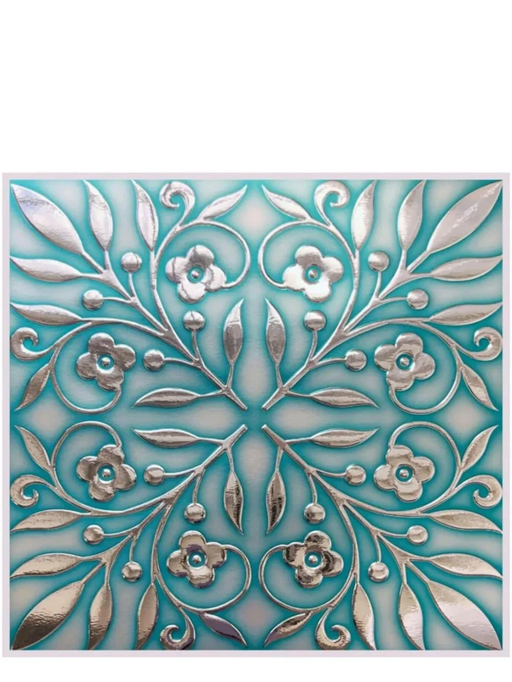 24-Pack of 8 x8 Peel and Stick Backsplash Wallpaper Tiles Teal and Silver
